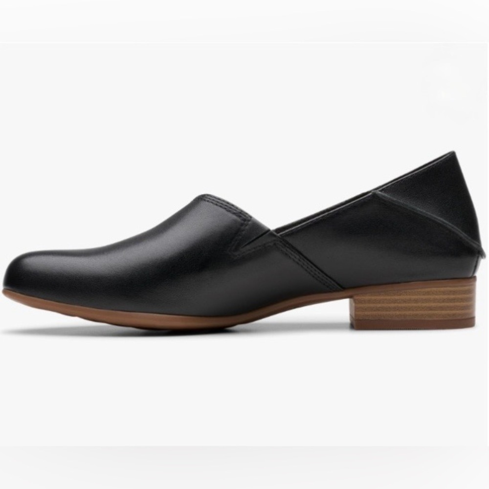Clark’s Black Leather Low Block Heel Loafers Size 10 - Picture 4 of 16